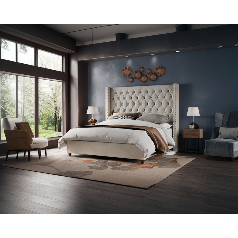 Luxury Duluth Upholstered Wingback Bed Frame