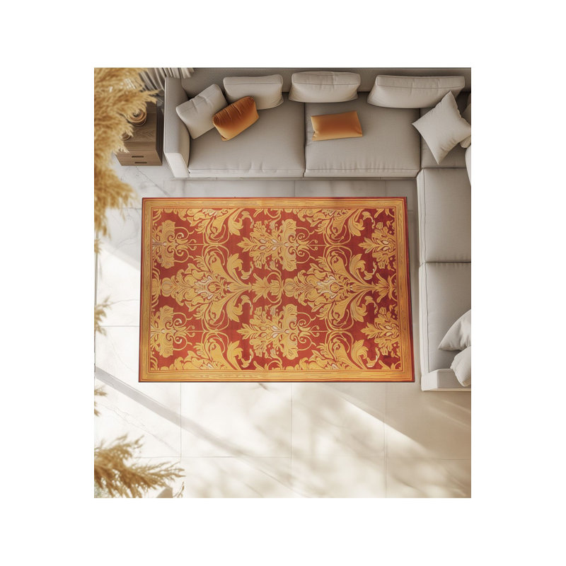 Tapis décoratif lavable à motif orange, Sous-tapis rectangulaire de 3 pi 3 po x 4 pi 11 po