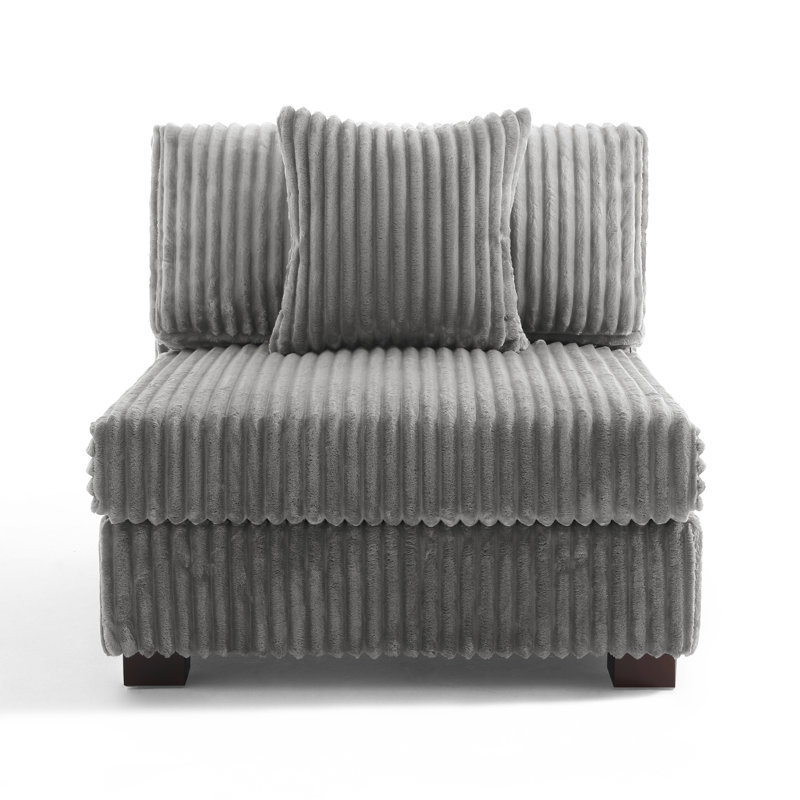 Upholstered Accent Chair with Footstool, Light Grey