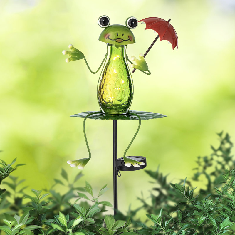 39"H Solar Powered Frog Garden Stake