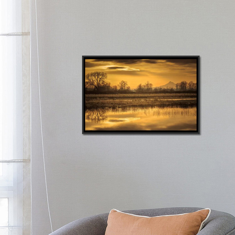 " Morning Unfolds " by Don Schwartz, 18" H x 26" W x 1.5" D, Black Framed Canvas