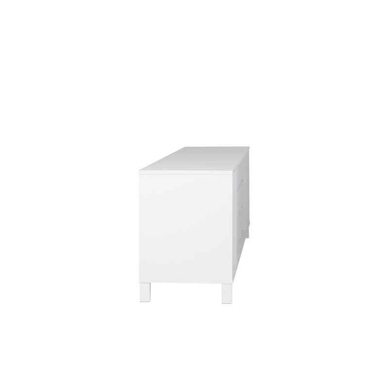 White Wooden Entryway Shoe Storage Bench with 14 Cubbies