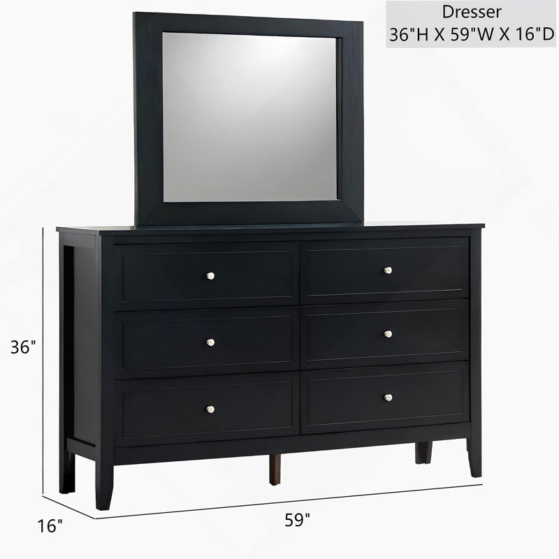 Commode 6 tiroirs Woonden, Noir