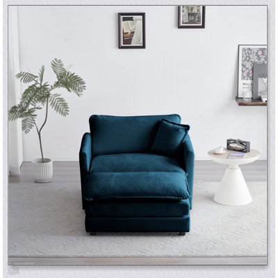 Chaise d'appoint rembourrée en chenille moderne avec repose-pieds, siège de salon confortable et élégant