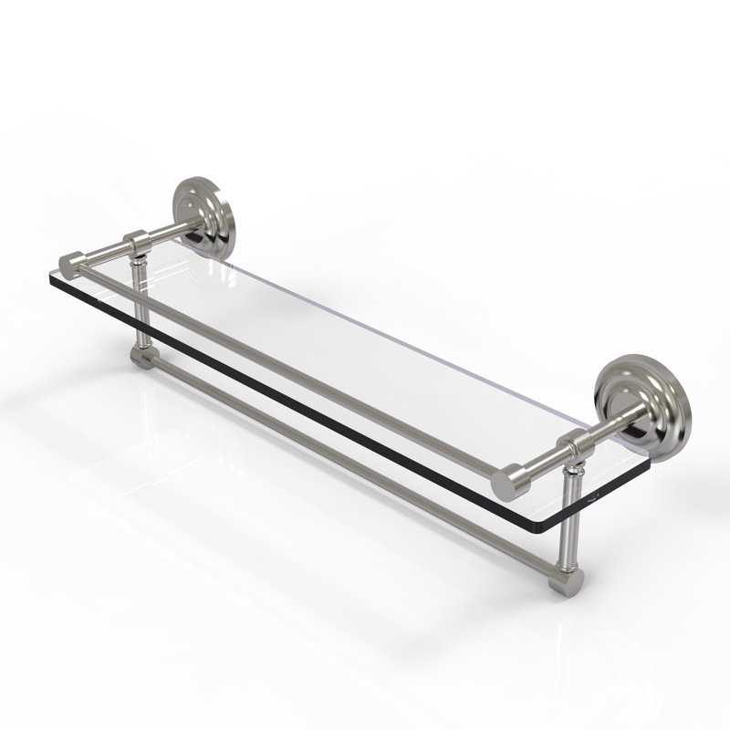 Leamore Bracket Shelf with Towel Bar, Satin Nickel