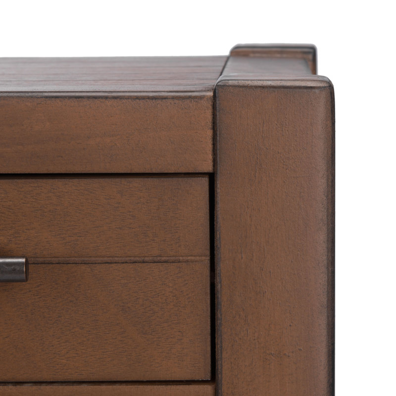 Brown Wood and Metal Console Table with Storage