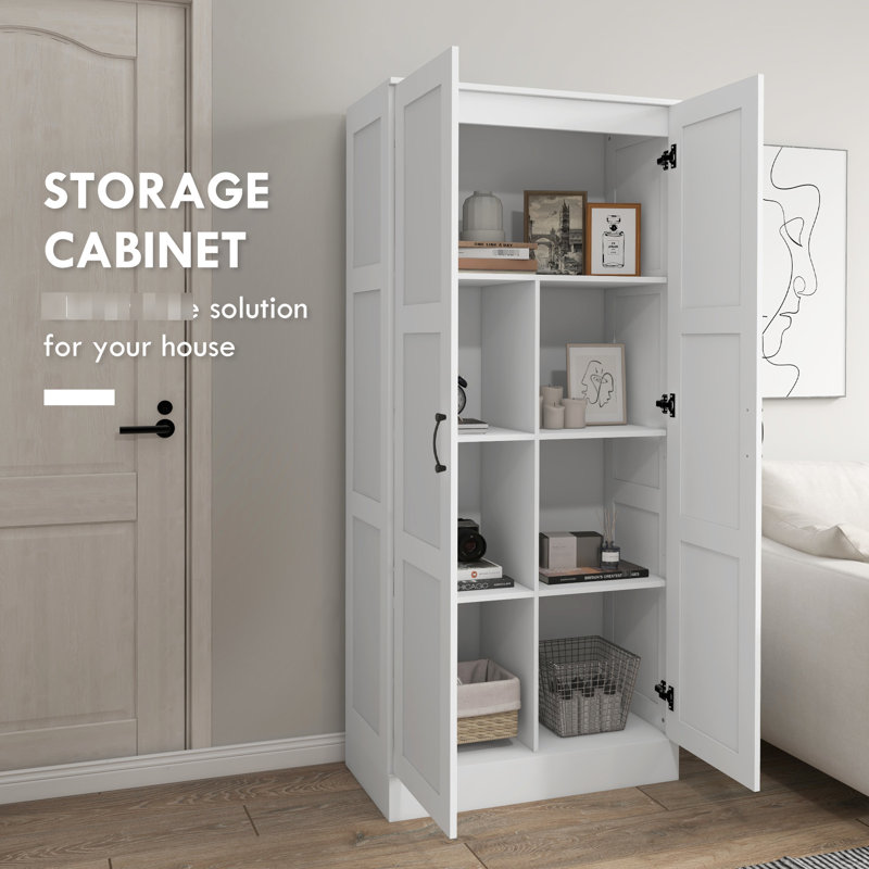 Armoire de rangement de 71 po de hauteur, blanche avec tablettes mobiles et fabrication d'armoire