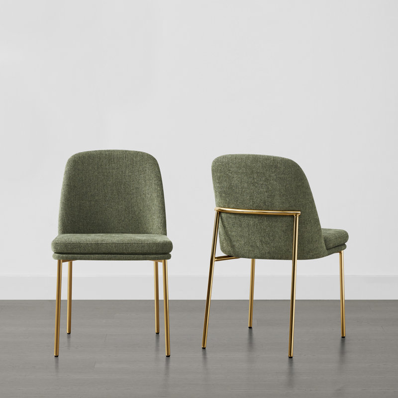 Chaise de salle à manger Angelick avec structure en métal, 2, Vert mousse