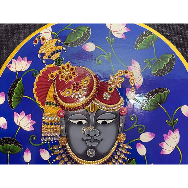 Peinture de Shrinathji avec lotus sur bois MDF | Par Jagriti Bhardwaj
