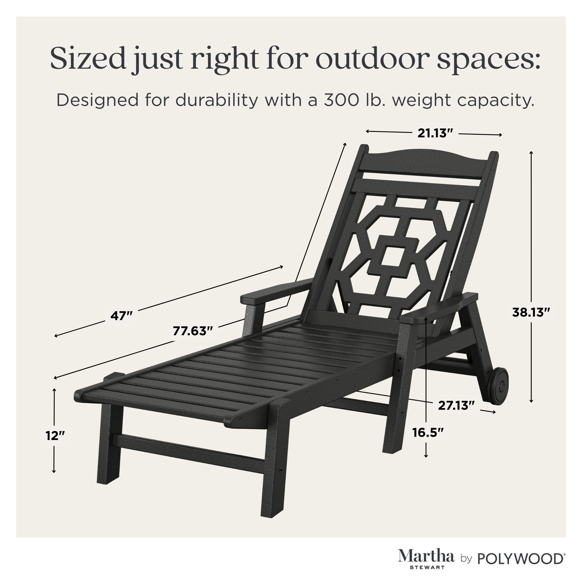 Chinoiserie Outdoor Chaise Lounge, Gray