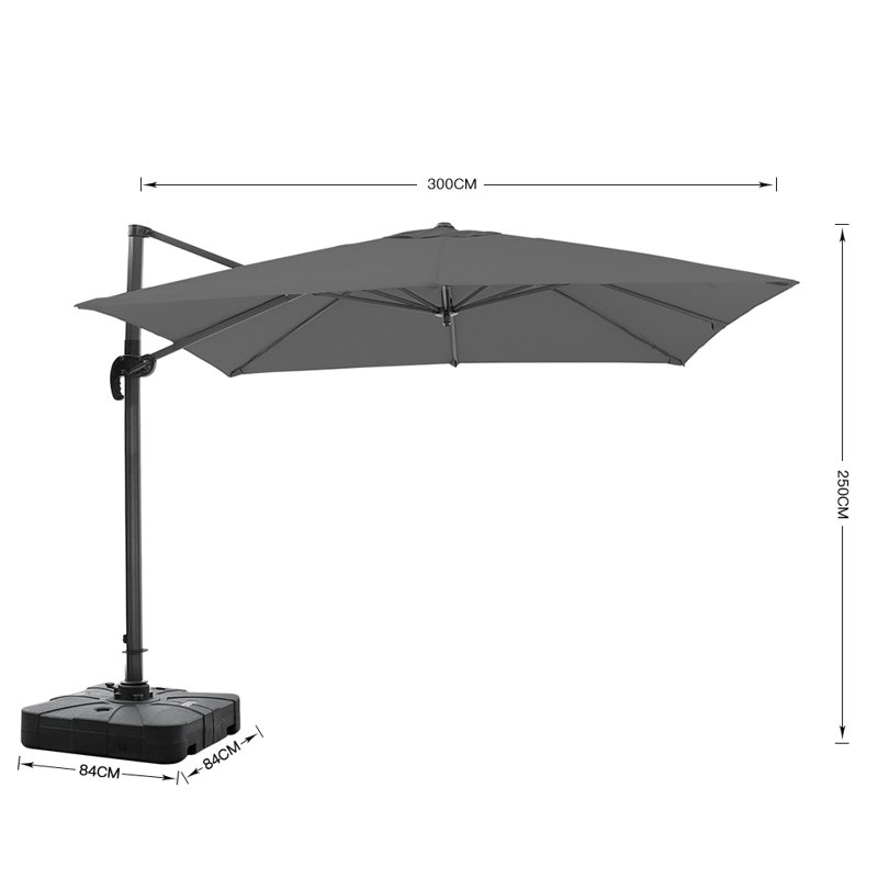 Aappo 300cm Cantilever Parasol, Dark Grey