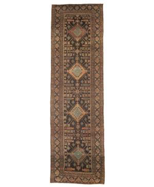 Tapis semi-antique brun foncé Tribal