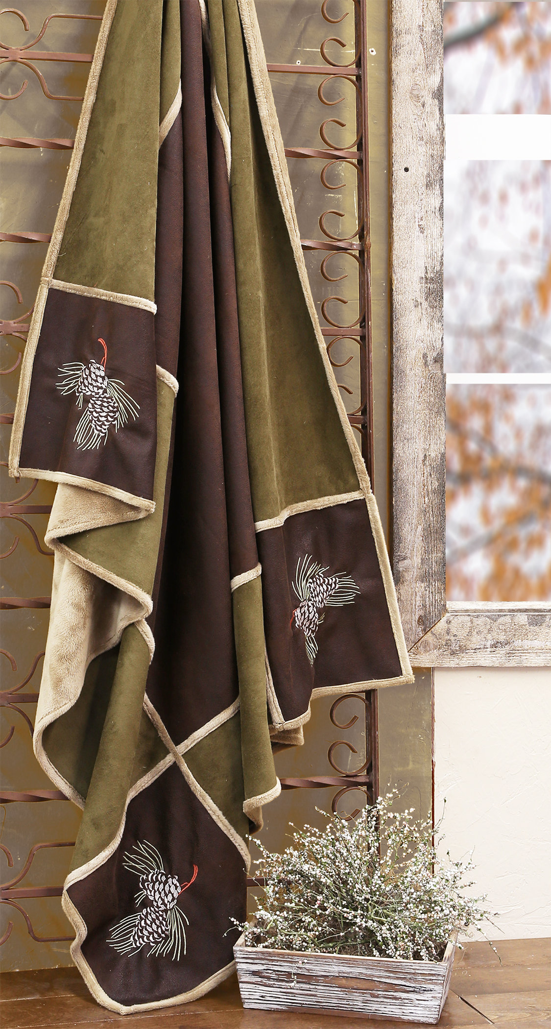Carstens Inc. Pine Cone Grid Throw | Wayfair