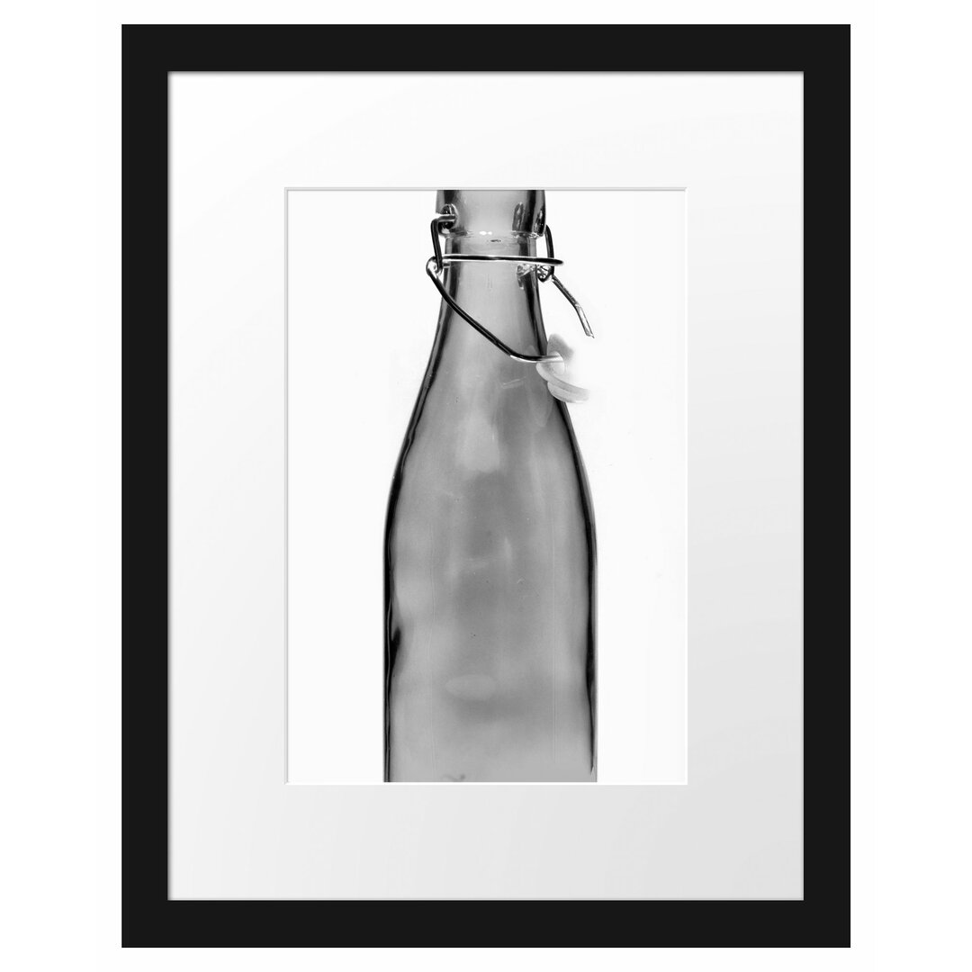 Gerahmtes Poster Blaue Glasflasche