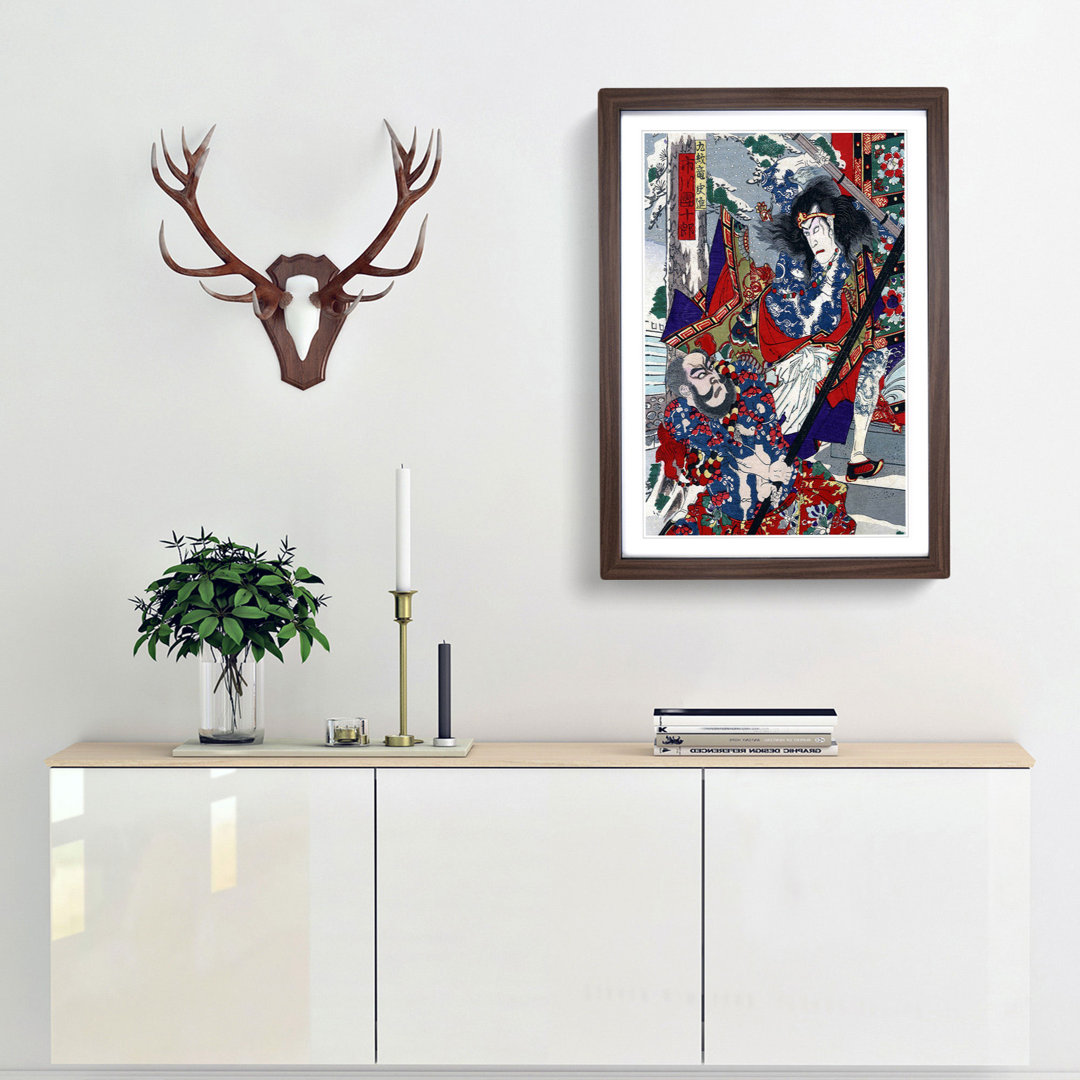 Battle Scene by Toyohara Kunichika - Framed Print