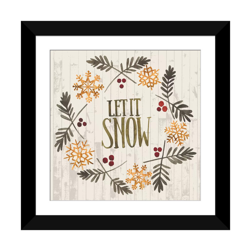 «Rustic Christmas VI», impression sur toile, Papier d'art encadré noir, H 16 po x l 16 po x P 1 po, Blanc