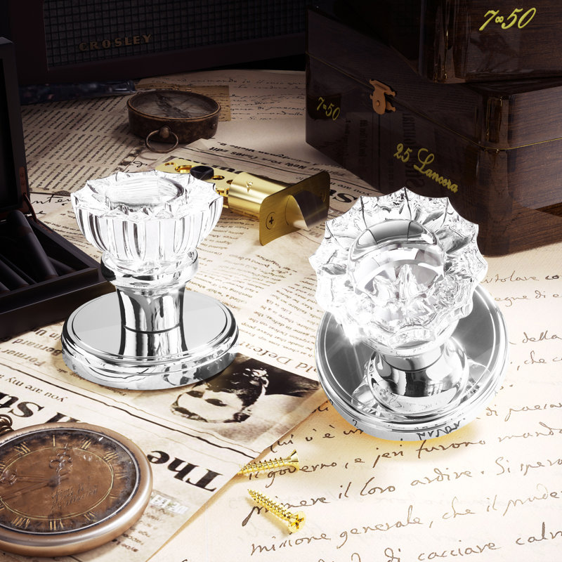 Boutons de porte en cristal Coolnews Retro Elegant Series, Chrome poli