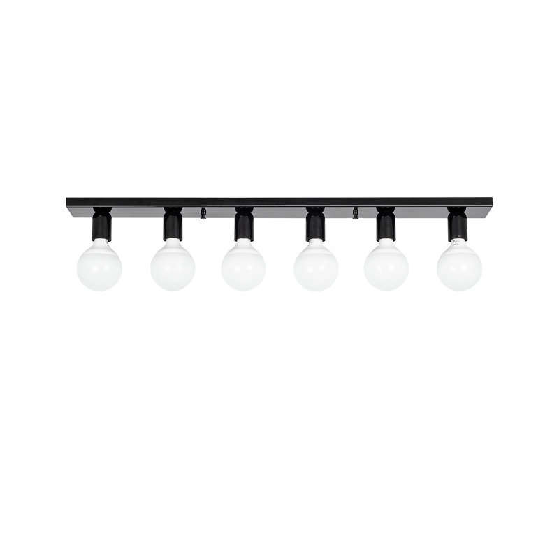 Lustre industriel scandinave, structure en métal noir et blanc, 35,8 po x 3,9 po x 3,9 po | 6 x douilles E27, 40 W maximum | Luminaire élégant pour la décoration moderne, parfait pour le salon et la salle à manger