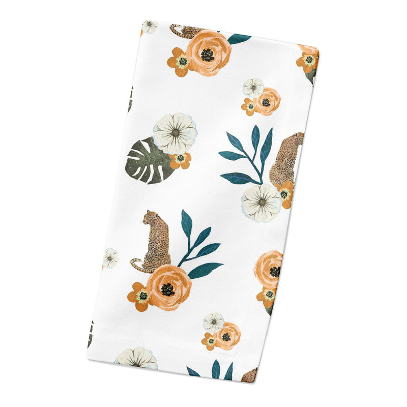 Serviette en coton 10 po Tropical Jag, Blanc