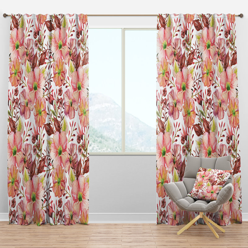Panneau de rideau simple semi-diaphane avec passe-tringle Mid-Century Botanical II, l 52 po x L 90 po