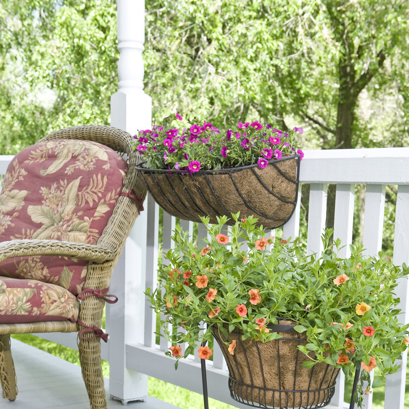 Ubalda Metal Railing Planter, 8.5" H x 24" W x 9" D