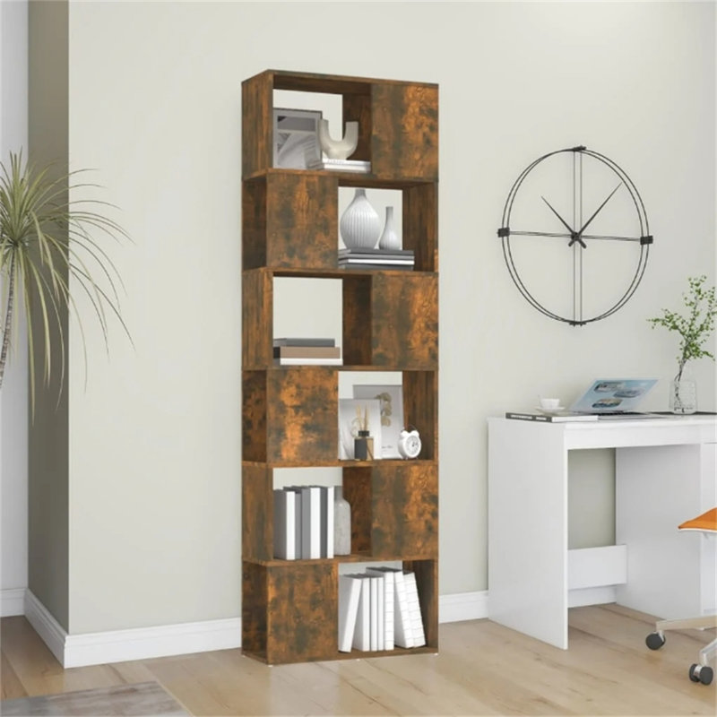 Borough Wharf Book Cabinet/Room Divider, (6 Shelves) 186cm H x 60cm W x 24cm D, Smoked Oak