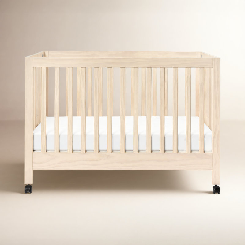 Maki 2-in-1 Convertible Portable Crib, Washed Natural