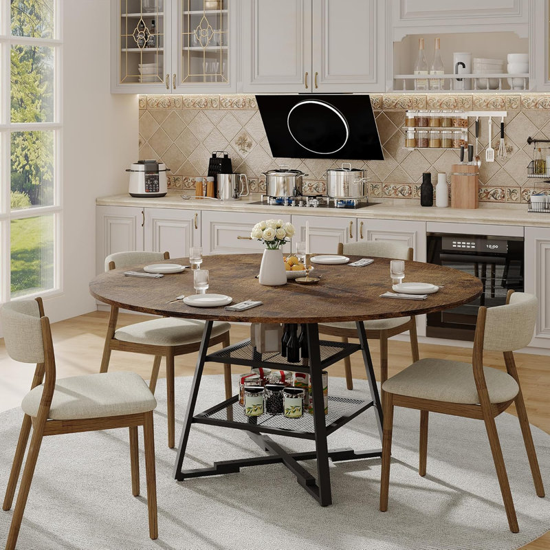 Ensemble de table de salle à manger 42 po pour 4 personnes avec rangement High Top |, Brun, H 30,3 po x L 42 po x l 42 po