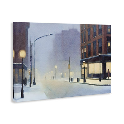  «Misty Winter City Street», art mural sur toile par Noah Bay