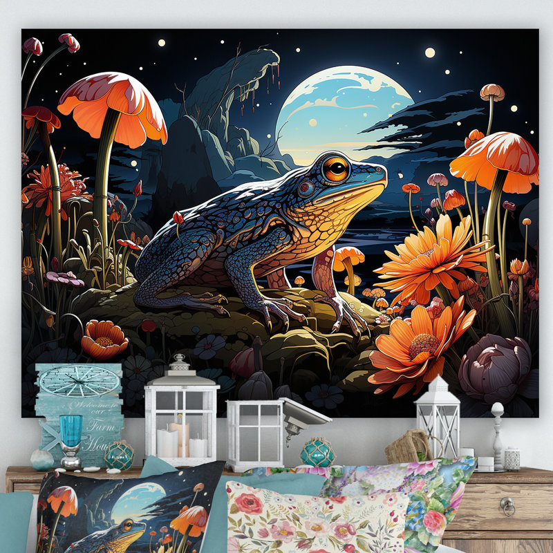 Cosmic Art Frog I - Frogs & Toads, impressions d'art mural, H 30 po x l 40 po x P 1,5 po, Toile tendue