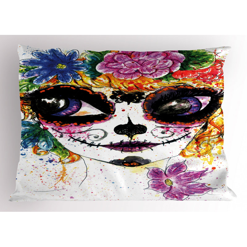 Taie décorative en microfibre de polyester bleu / noir / rose, Grand lit