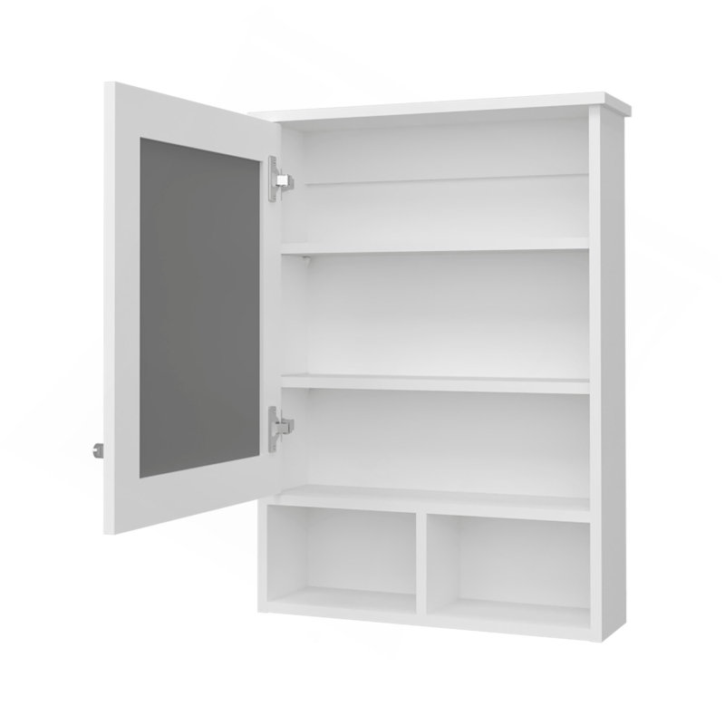 Armoire à pharmacie Poston avec porte et miroir inclus, Blanc