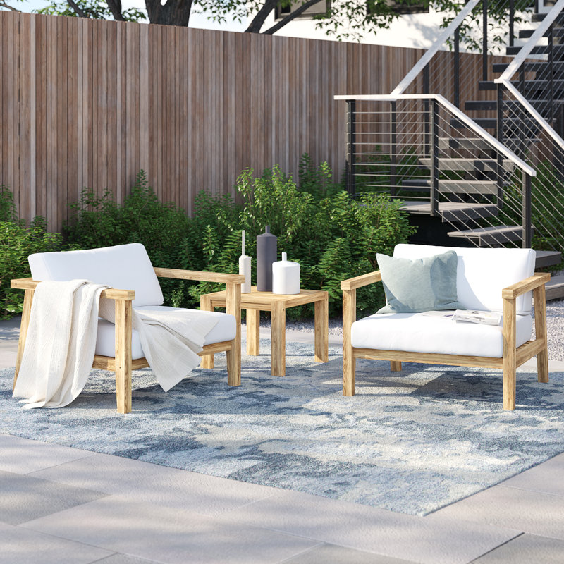 Ensemble de patio extérieur en teck 3 pièces Muret