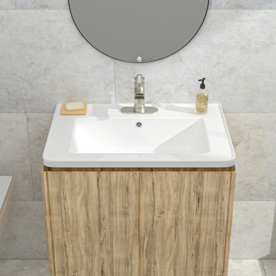 28" L x 20" W Vanity Top Ceramic Bathroom Sink with Faucet Hole and Overflow(Top Only)