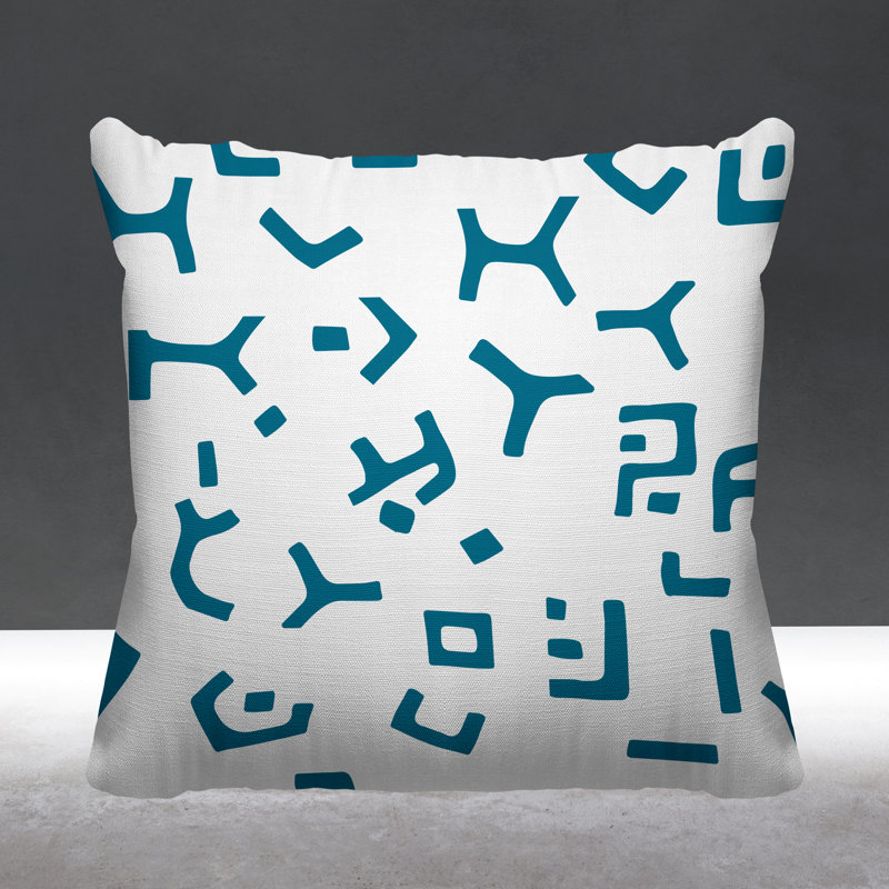 Coussin décoratif intérieur / extérieur Addae Tribal, L 15 po x H 15 po, Turquoise