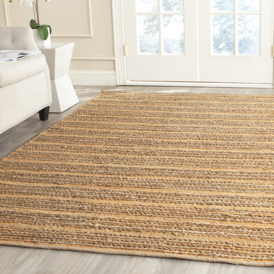 Tapis orange en jute / coton tissé à la main Doleman