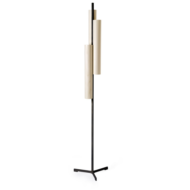 Black Note LED Floor Lamp, Natural Cherry, Matte Black