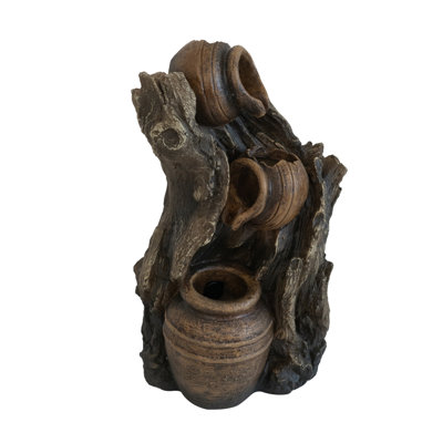 6.3X5.1X10.8" Decorative 3 Tier Water Fountain With Pot Design
