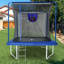 Trampoline rectangulaire 8 x 12 pi avec panier de basketball, gonfleur de ballon, échelle testée par ASTM et certifiée CPC