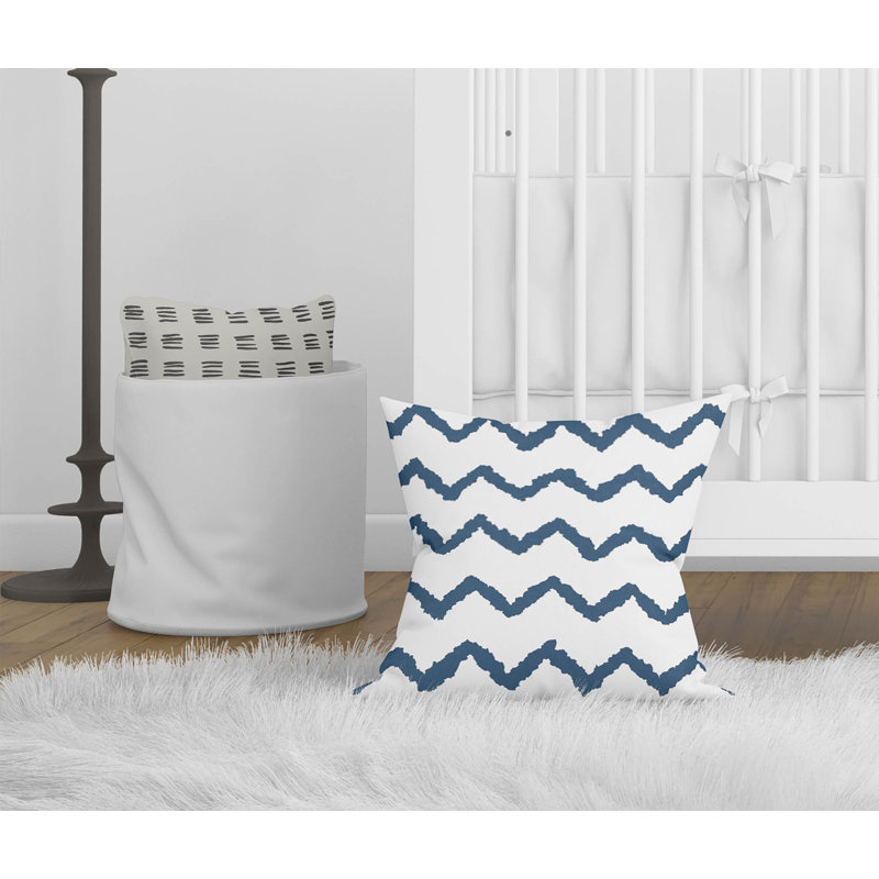Chevron Wave Big Throw Pillow, Navy, 26"H x 26"W