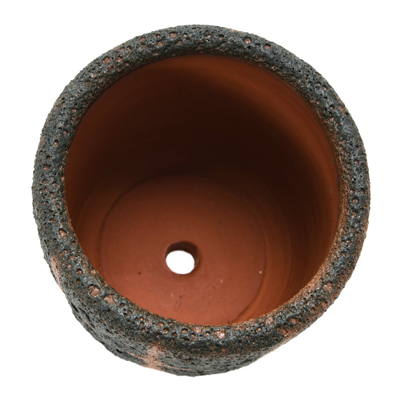 Terra-cotta Planter with Saucer & Grid Pattern