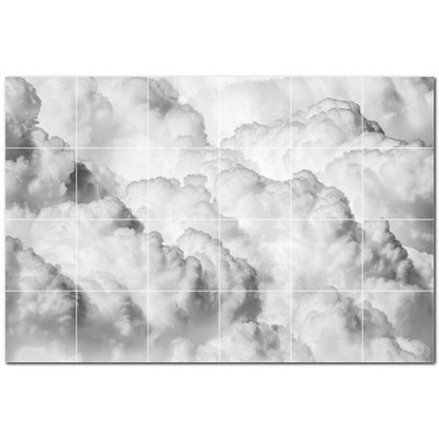 Clouds Photo 12'' x 12'' Satin Ceramic Decorative Mural