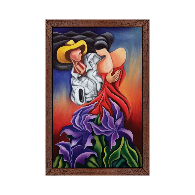 Love Dance by Dixie Miguez - Floater Frame Painting on Canvas, 66.04 cm H x 45.72 cm W, Brown Framed
