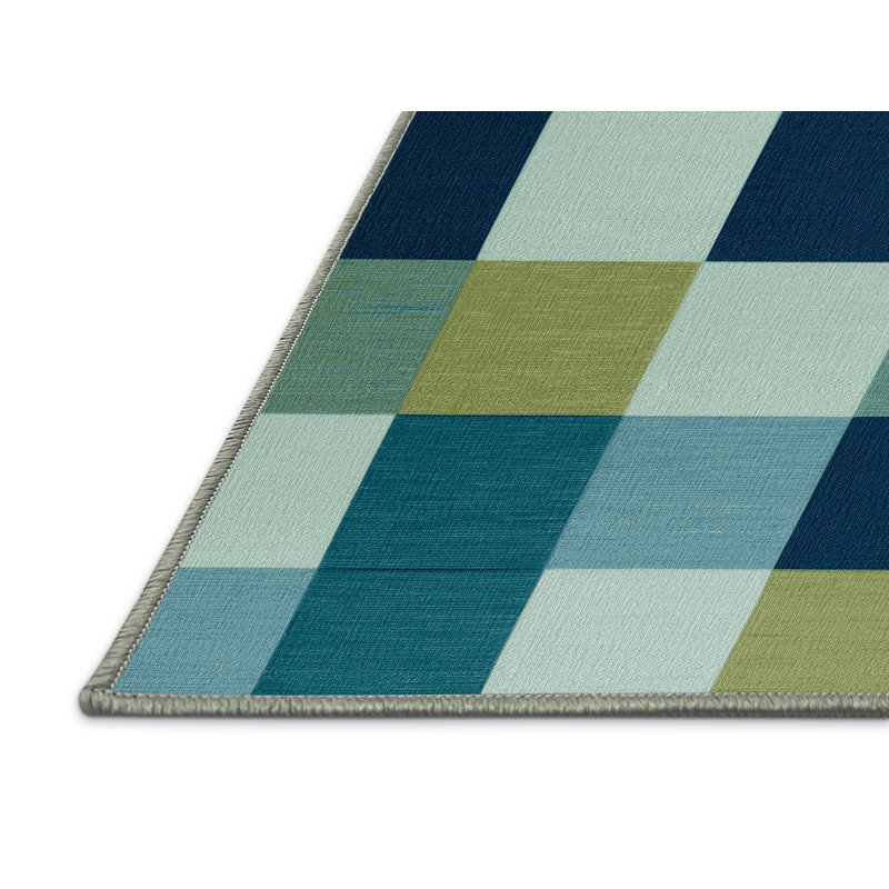 Tapis vert à carreaux lavable à la machine, Rectangulaire 2 pi x 3 pi