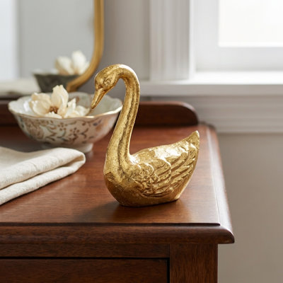 Thalassa 4.25" Cast Iron Swan Figurine - Gold