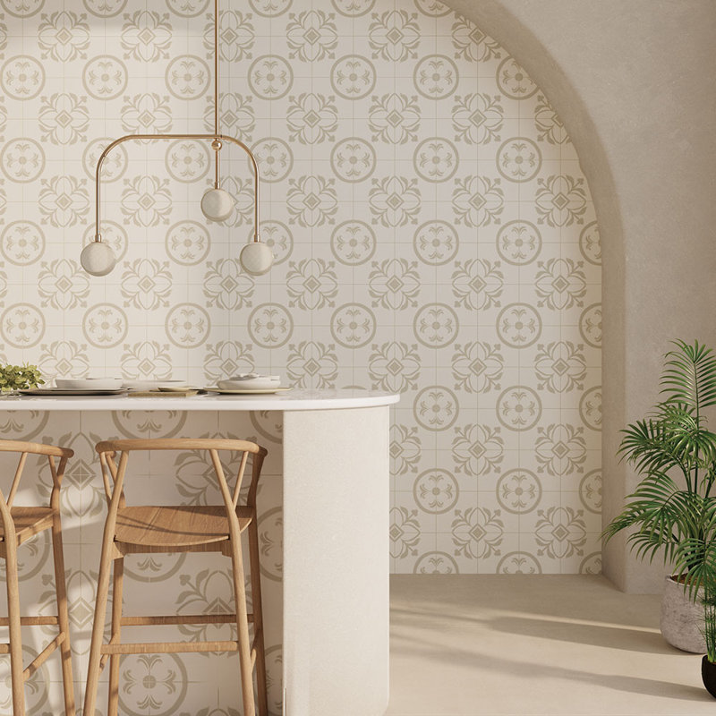 Santorini Memory 6X6 Pattern 02 Porcelain Wall and Floor Tile, Beige