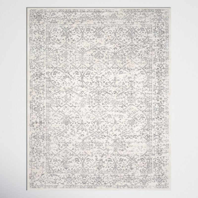 Tapis oriental gris / ivoire DeSoto, Rectangle 11 pi 10 po x 15 pi