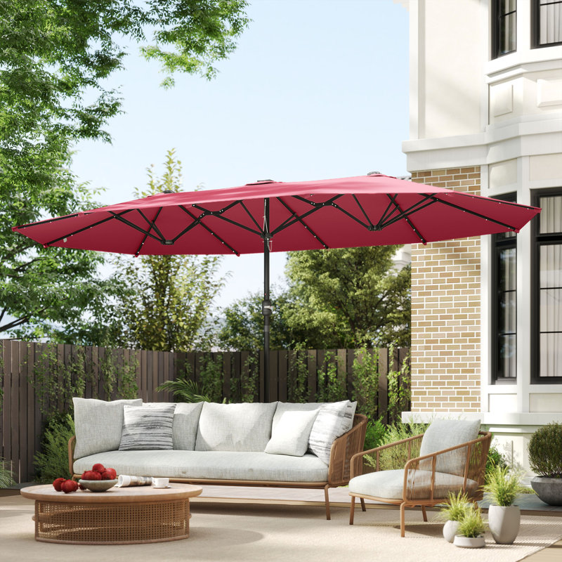 Parasol de jardin à double face avec parasol pour l'extérieur, Rouge