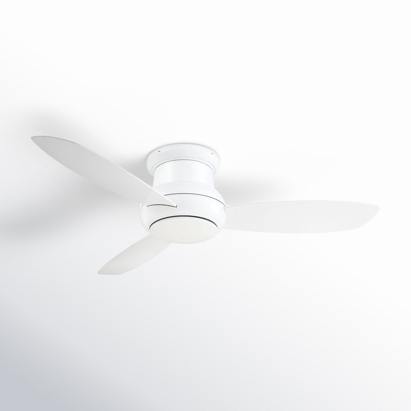 52" White Low Profile LED Ceiling Fan with Remote and Light