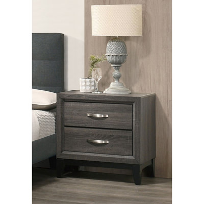 Table de chevet 2 chambres en chêne gris rustique et en bois de chêne massif élégant